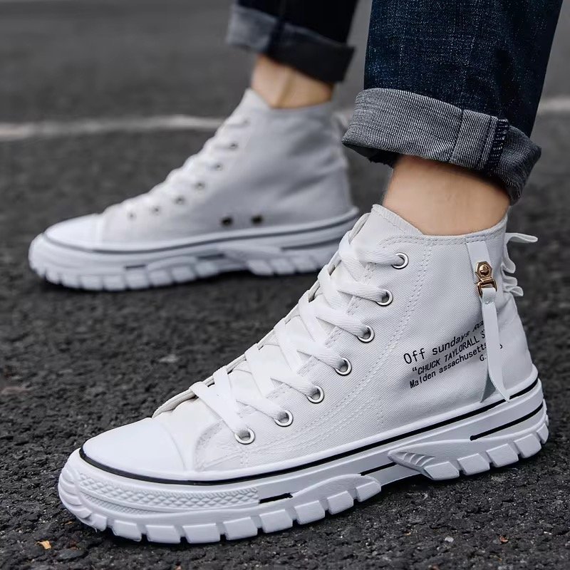 White Denim Converse